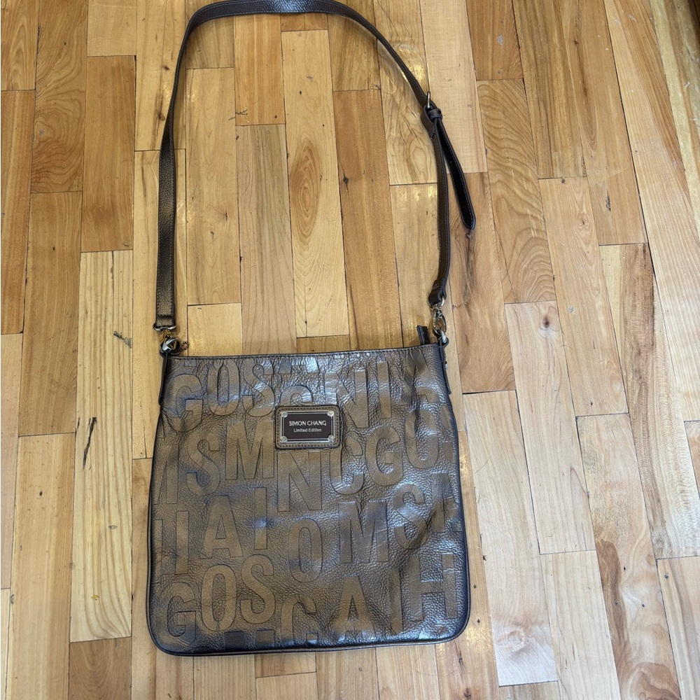 Simon Chang Embossed Shoulder Bag crossbody. Stunning
